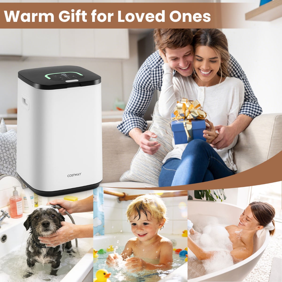 23L Towel Warmer Bucket Large Hot Towel Heater with Child Lock-White