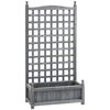 Outsunny Garden Planters with Trellis for Climbing Vines, Wood Raised Beds for Garden, Flower Pot, Indoor Outdoor, Grey