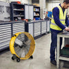 24 Inch High-Velocity Industrial Floor Fan with Wheels and Handle-Yellow