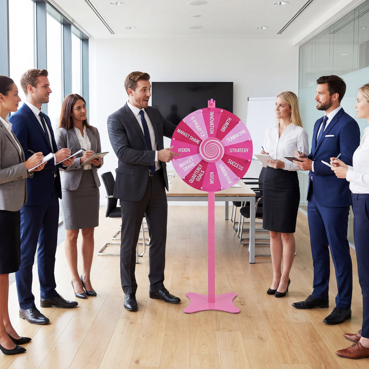 Tabletop or Floor Standing Spinning Prize Wheel with Blackboard Marker