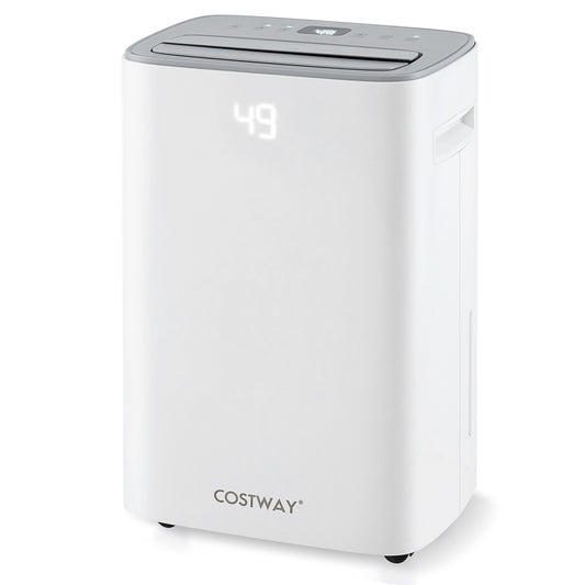 24 L Energy Efficient Dehumidifier in white with a digital display and water level indicator