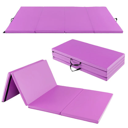Folding Soft Floor Mat shown fully extended and folded in a purple finish