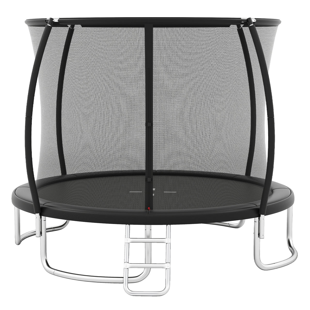 244 cm Outdoor Heavy-Duty Trampoline with Safety Enclosure Net-Black, a round trampoline with a black mat and safety net