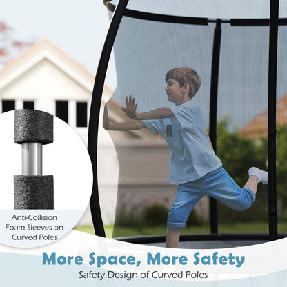Close-up of the anti-collision foam on the trampoline poles for added safety