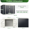 246 x 193 CM Metal Outdoor Storage Shed with Snap-on Structures-Grey