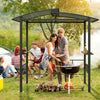 248 x 150 cm Hardtop Grill Gazebo with Vented Roof and Side Shelves-Black