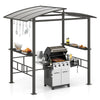 248 x 150 cm Hardtop Grill Gazebo with Vented Roof and Side Shelves-Black