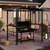 248 x 150 cm Hardtop Grill Gazebo with Vented Roof and Side Shelves-Black