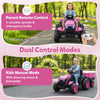24V Ride On Tractor with RGB LED Headlights and Parent Remote Control-Pink