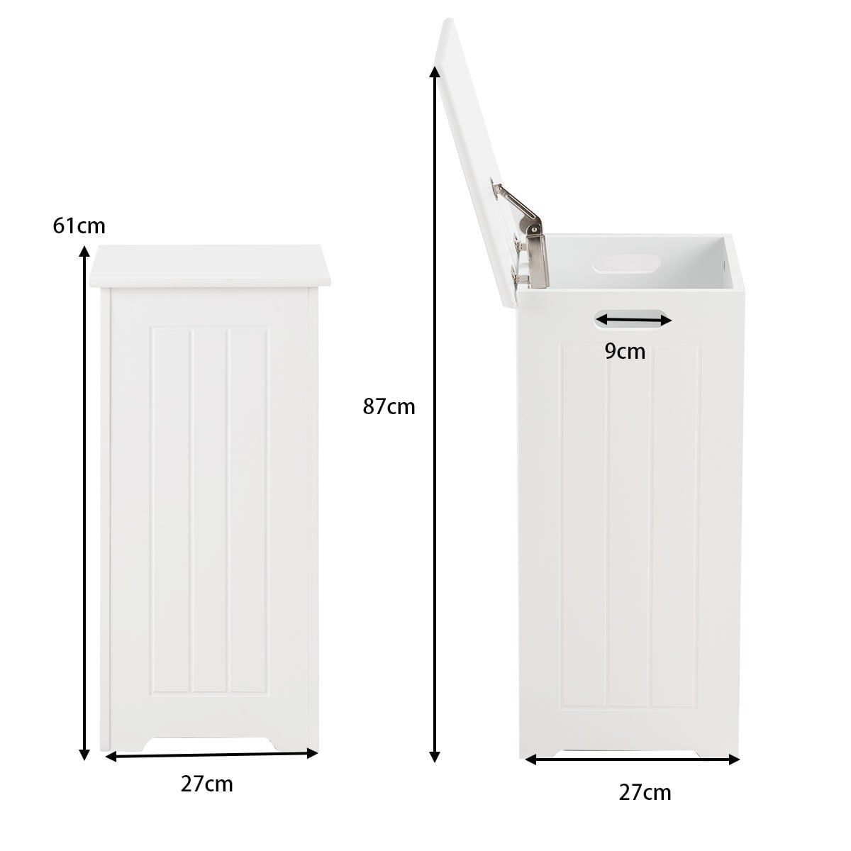 White Laundry Bin with Lid and Side Handles