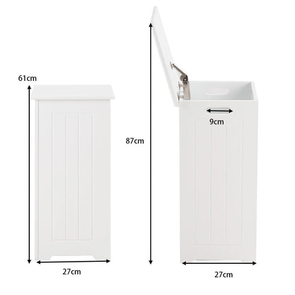 White Laundry Bin with Lid and Side Handles
