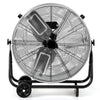 24 Inch Industrial Drum Fan with 360° Adjustable Tilt and 2 Wheels-Silver