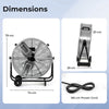 24 Inch Industrial Drum Fan with 360° Adjustable Tilt and 2 Wheels-Silver