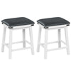 Upholstered Backless Bar Stools Set of 2 with PU Leather Padded Seat-White