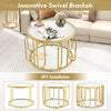 24 Inch Round Coffee Table with Reeded Tempered Glass Top-Golden