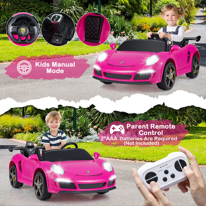 Manual and remote control modes for the pink kids electric car