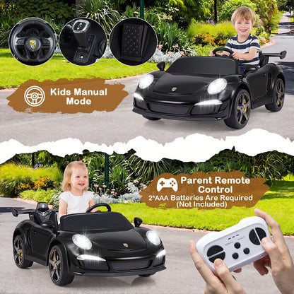 The kids electric car showing manual driving controls and parent remote operation