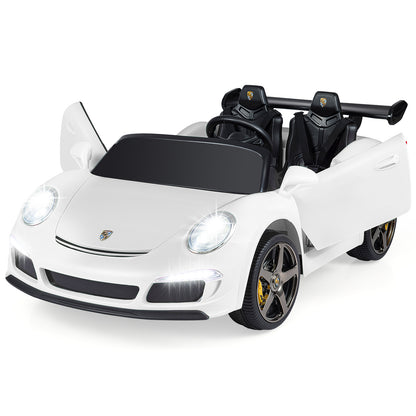 24V Battery Powered Electric Vehicle in white with doors open and headlights on