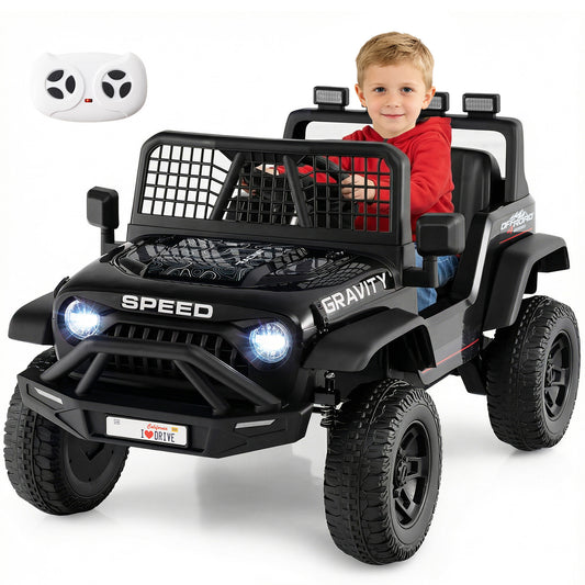 24V Battery Powered Ride On Car with a child driving and a remote control