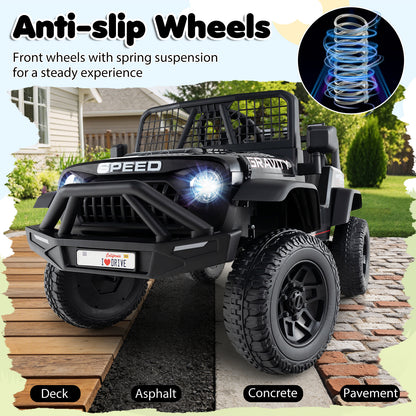 24V Battery Powered Ride On Car, close up of the anti-slip wheels on the kids electric car