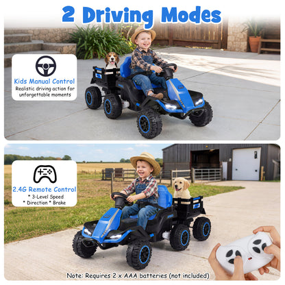 Two driving modes for the kids electric tractor, manual and remote control