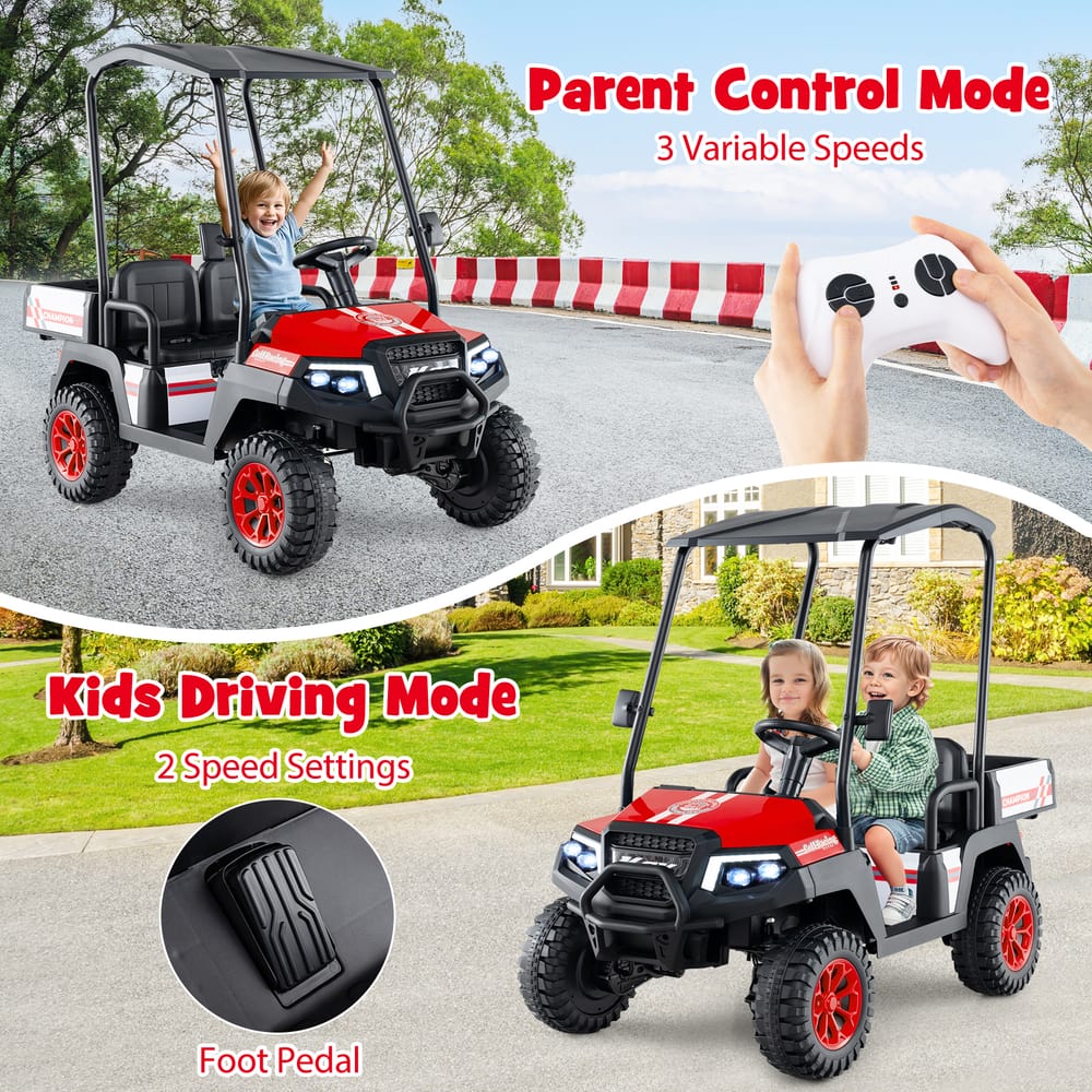 Parent control and kids driving modes for the electric ride on car