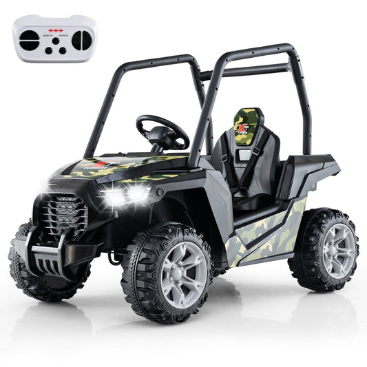 24V Kids Ride-on Car with 3 Adjustable Speeds-Camouflage with a white remote control