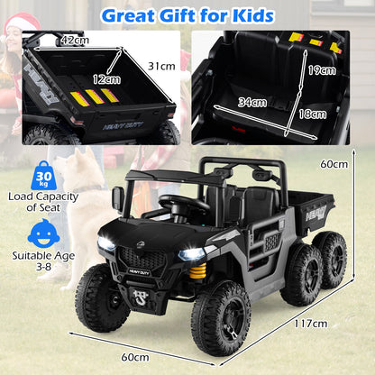 Dimensions and load capacity of the black kids electric car