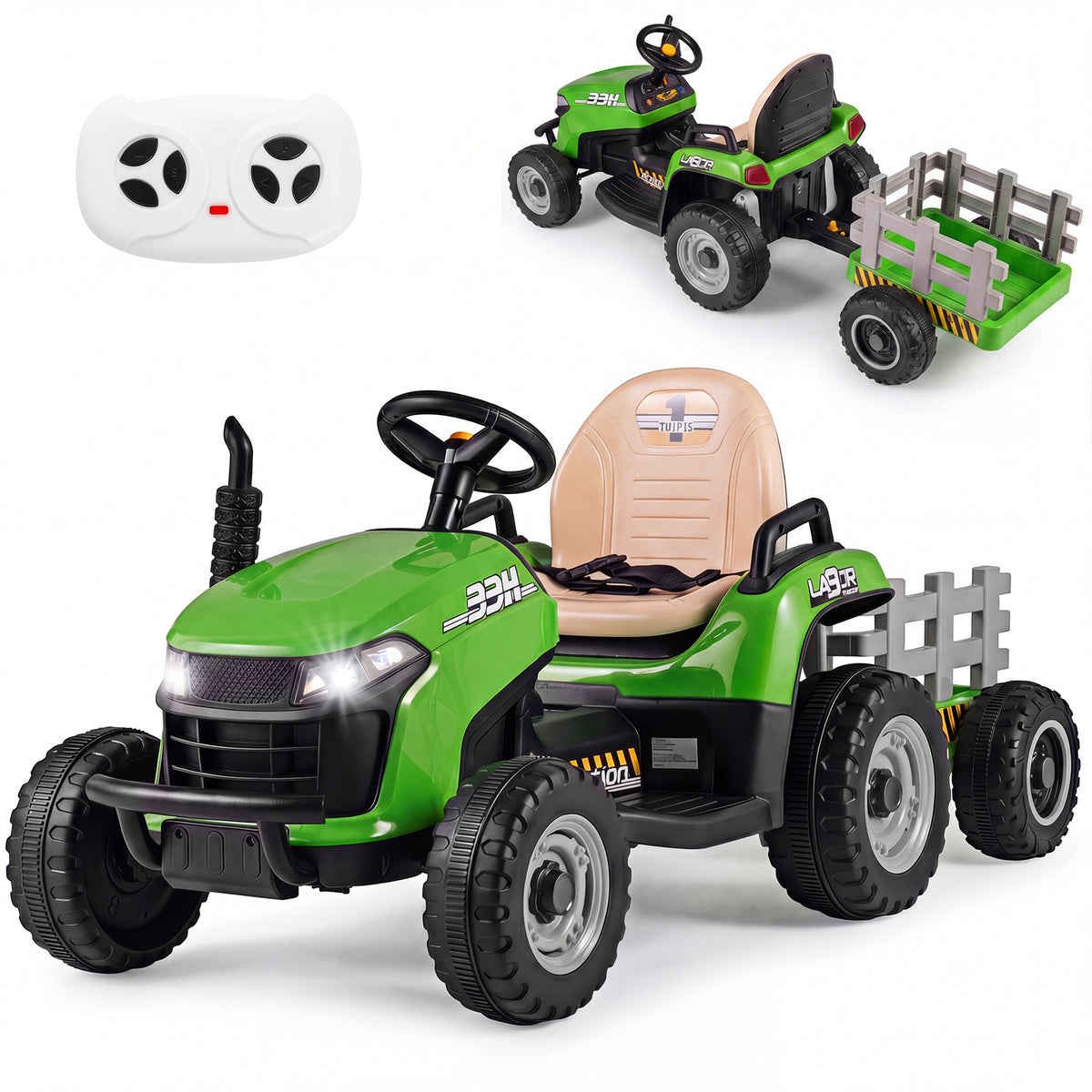 24V Ride on Tractor with detachable trailer and remote control