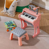 25 Keys Mini Keyboard Piano with Stool and Music Stand for 3+ Kids-Pink
