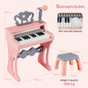 25 Keys Mini Keyboard Piano with Stool and Music Stand for 3+ Kids-Pink