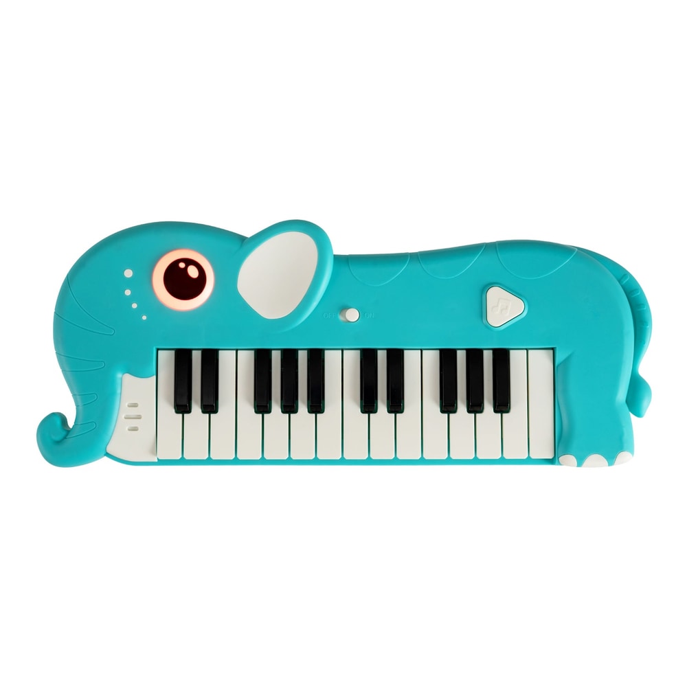 25-Key Kids Piano Keyboard Elephant Shape Toy in blue with black and white keys