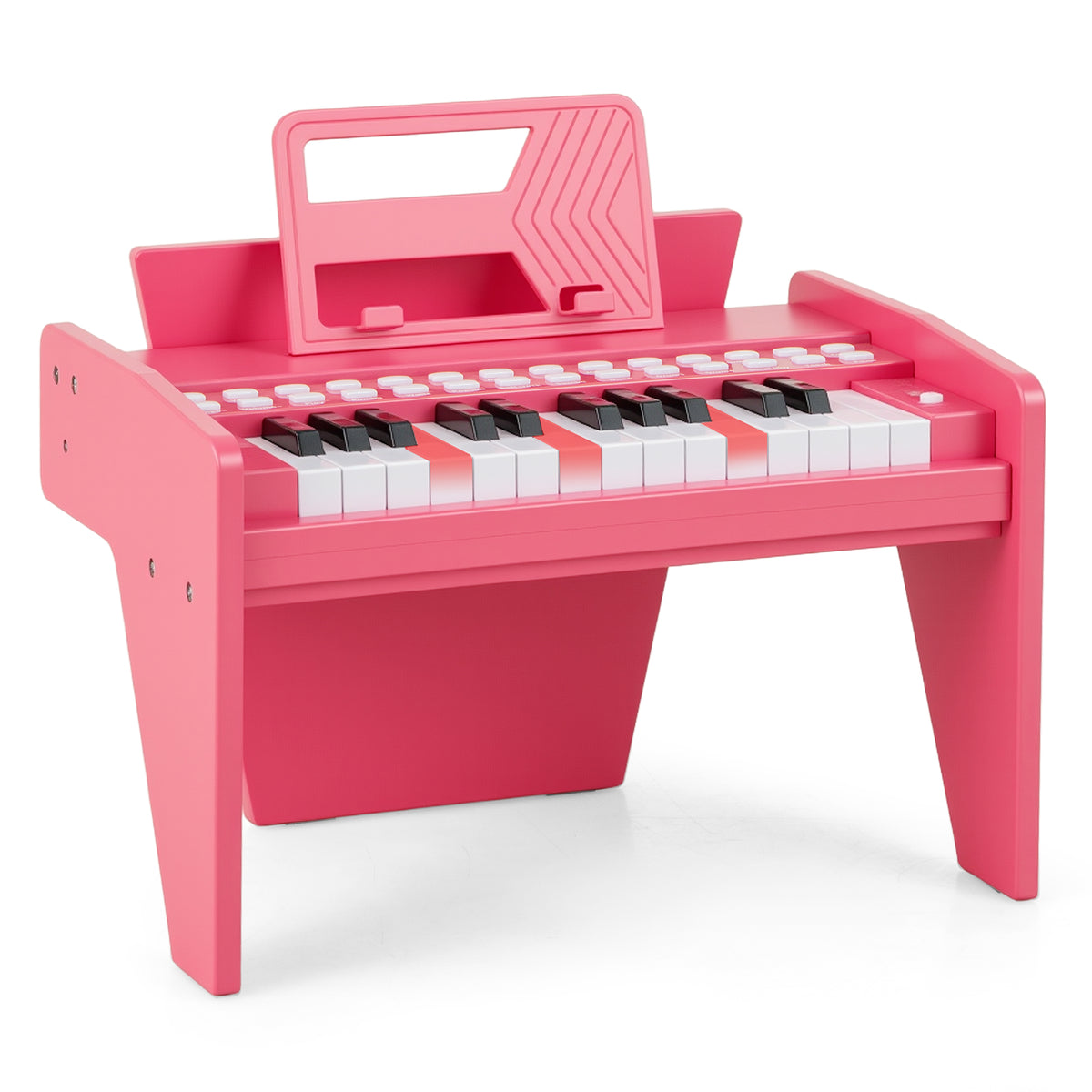 25 Lighted Keys Kids Piano Keyboard Mini Digital Piano Wooden Toy in pink