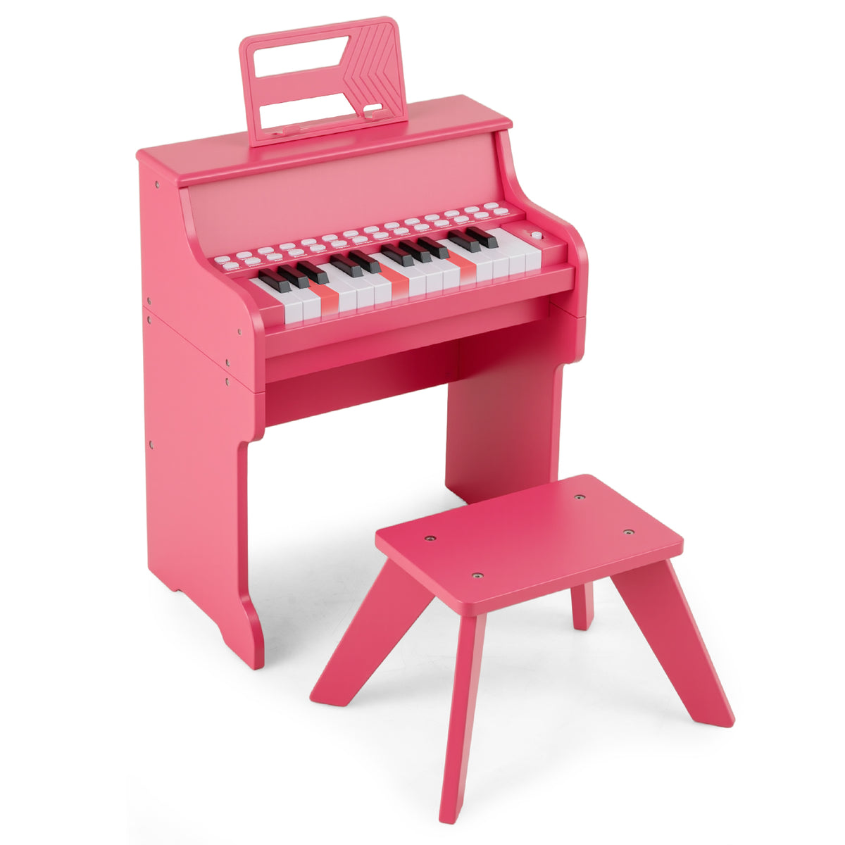 25 Lighted Keys Kids Piano Keyboard with stool, a pink musical instrument for children