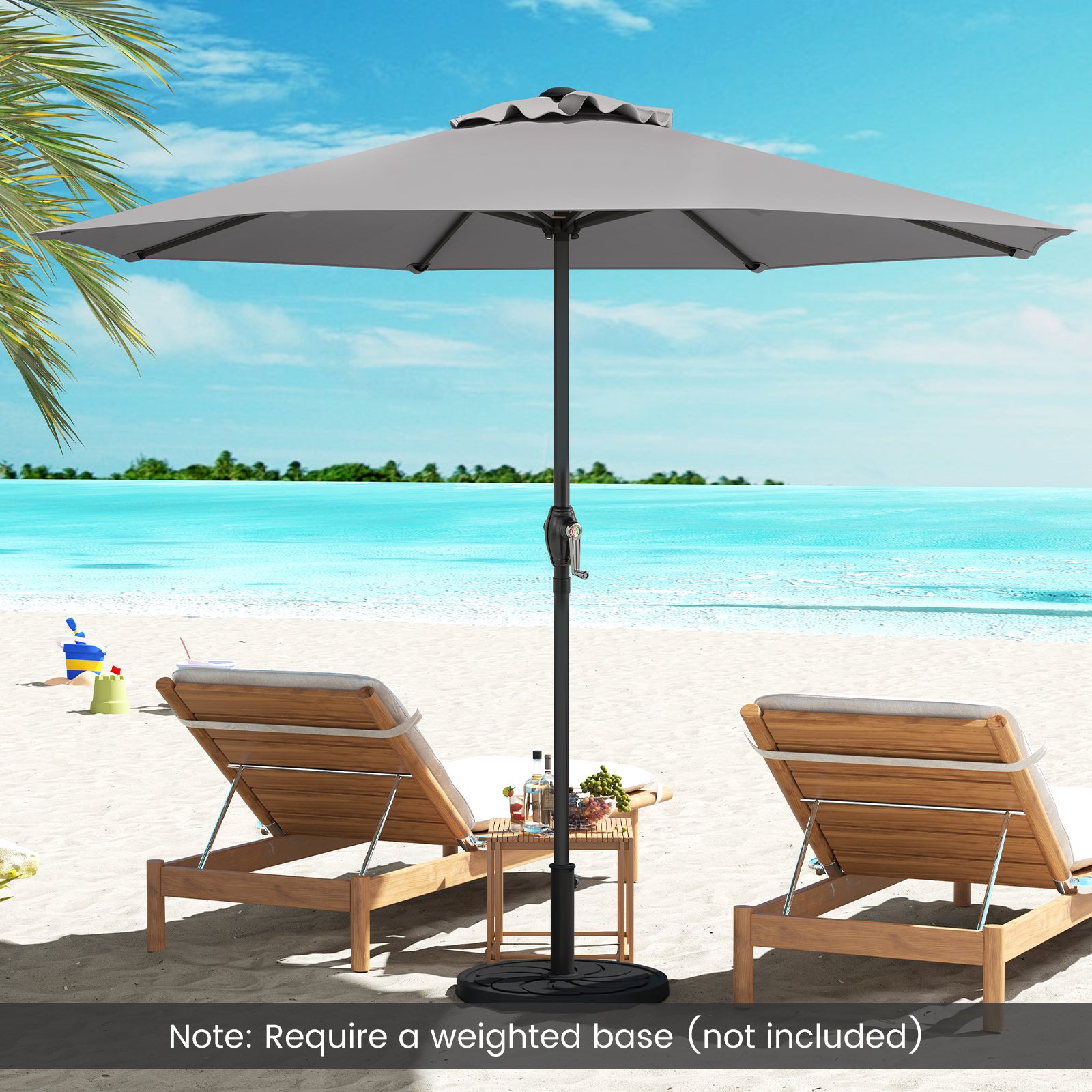 250 cm Patio Umbrella Outdoor Heavy Duty Market Umbrella-Grey