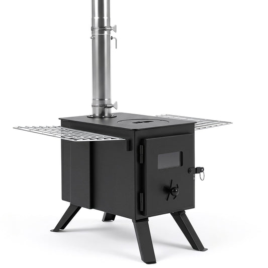 257 cm Wood Burning Stove with chimney and side shelves