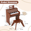 25 Lighted Keys Kids Piano Keyboard with Stool and Adjustable Speed-Brown