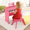 25 Lighted Keys Kids Piano Keyboard with Stool and Adjustable Speed-Pink