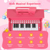 25 Lighted Keys Kids Piano Keyboard with Stool and Adjustable Speed-Pink