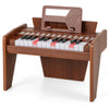 25 Lighted Keys Kids Piano Keyboard Mini Digital Piano Wooden Toy-Brown