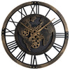 27” Large Wall Clock with World Map and Moving Gears-Brown