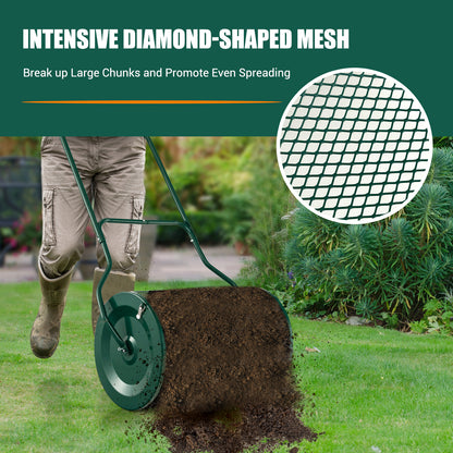 27 Inch Compost Spreader with Upgrade U-shaped Handle in Green