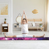 270CM Folding Balance Beam with Solid Wood Base and Anti-slip Bottom-Pink & Purple