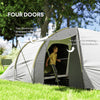 Outsunny Four-Man Tunnel Tent, with Two Bedrooms and Living Room - Grey/Yellow
