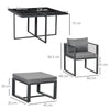 Outsunny Nine-Piece Aluminium Garden Set, with Glass-Top Table - Grey