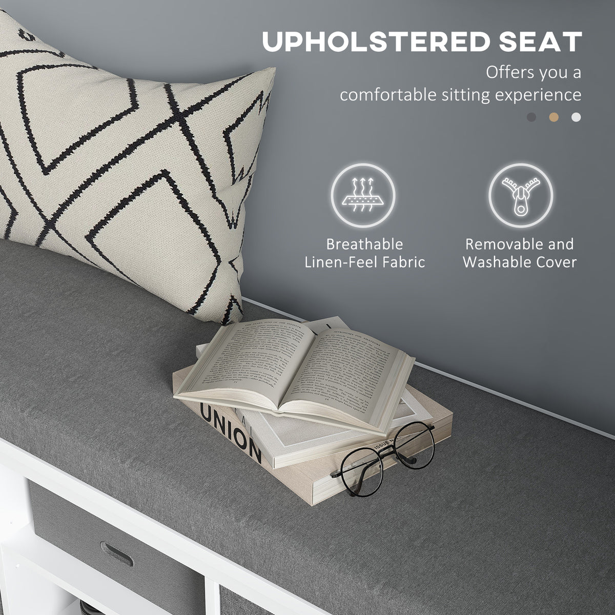 HOMCOM Shoe Storage Bench in White and Grey