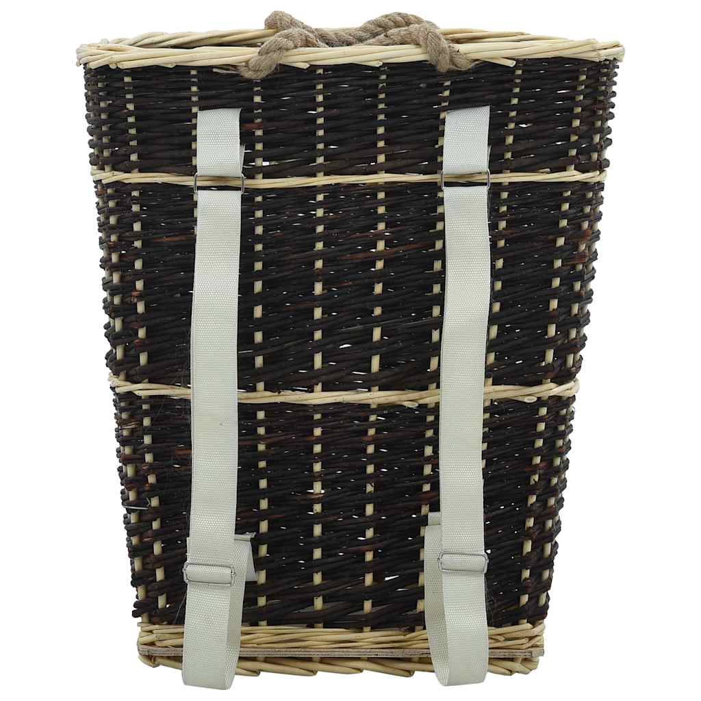 The back of the firewood carrier showing the straps