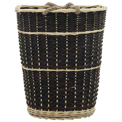 The woven firewood carrier with rope handles and straps for easy carrying
