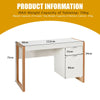 Wooden Computer Desk with Drawer and Cabinet for Home Office-White