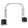 288 cm Garden Arch Trellis with 2 Planter Boxes for Wedding-Black